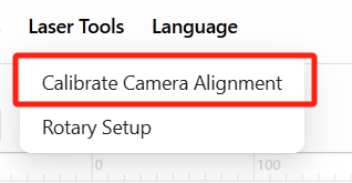 Click on Calibrate Camera Alignment